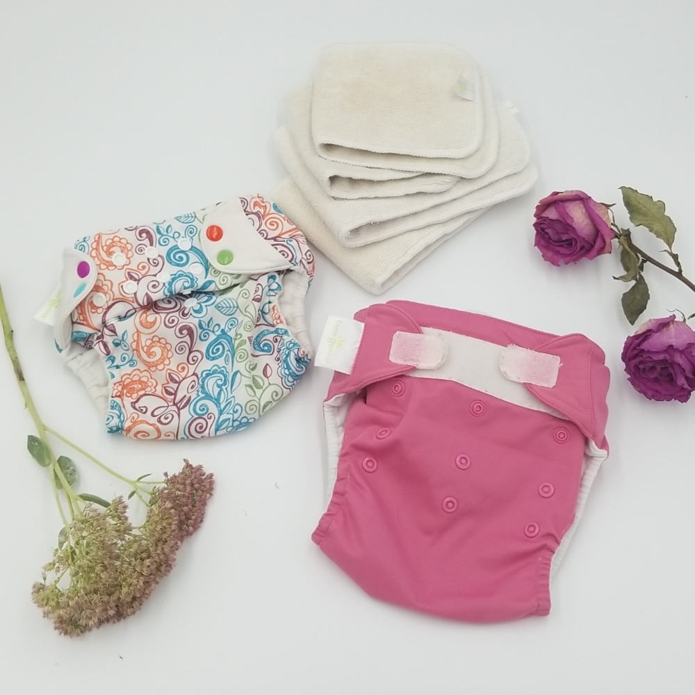 2 Bum Genius Cloth Diapers with 4 Inserts